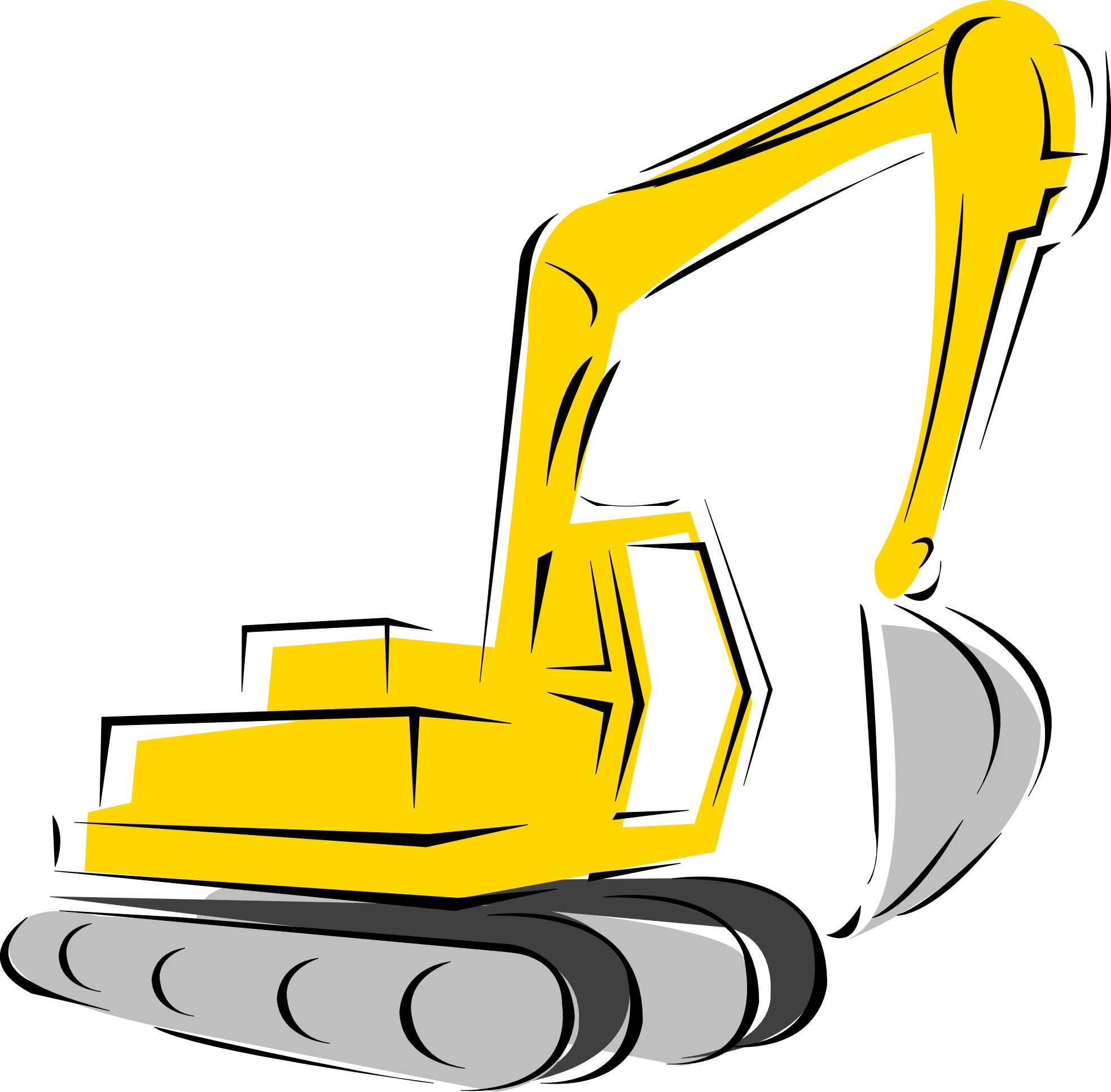 Yellow Excavator Construction Machinery Clipart Illustration Design