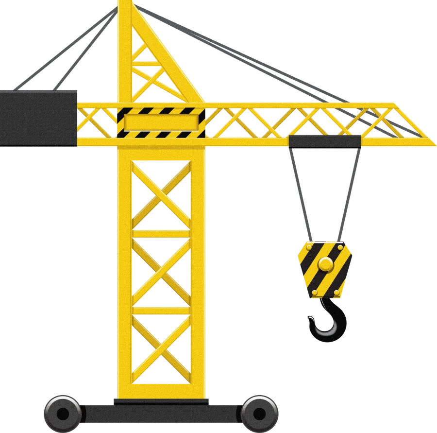 Yellow Industrial Tower Crane Construction Site Clipart Graphic Design