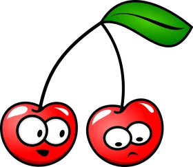 Adorable Cartoon Cherry Clipart with Playful Expressive Cartoon Eyes