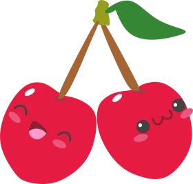 Adorable Kawaii Cherry Clipart with Cute Smiling Cartoon Characters