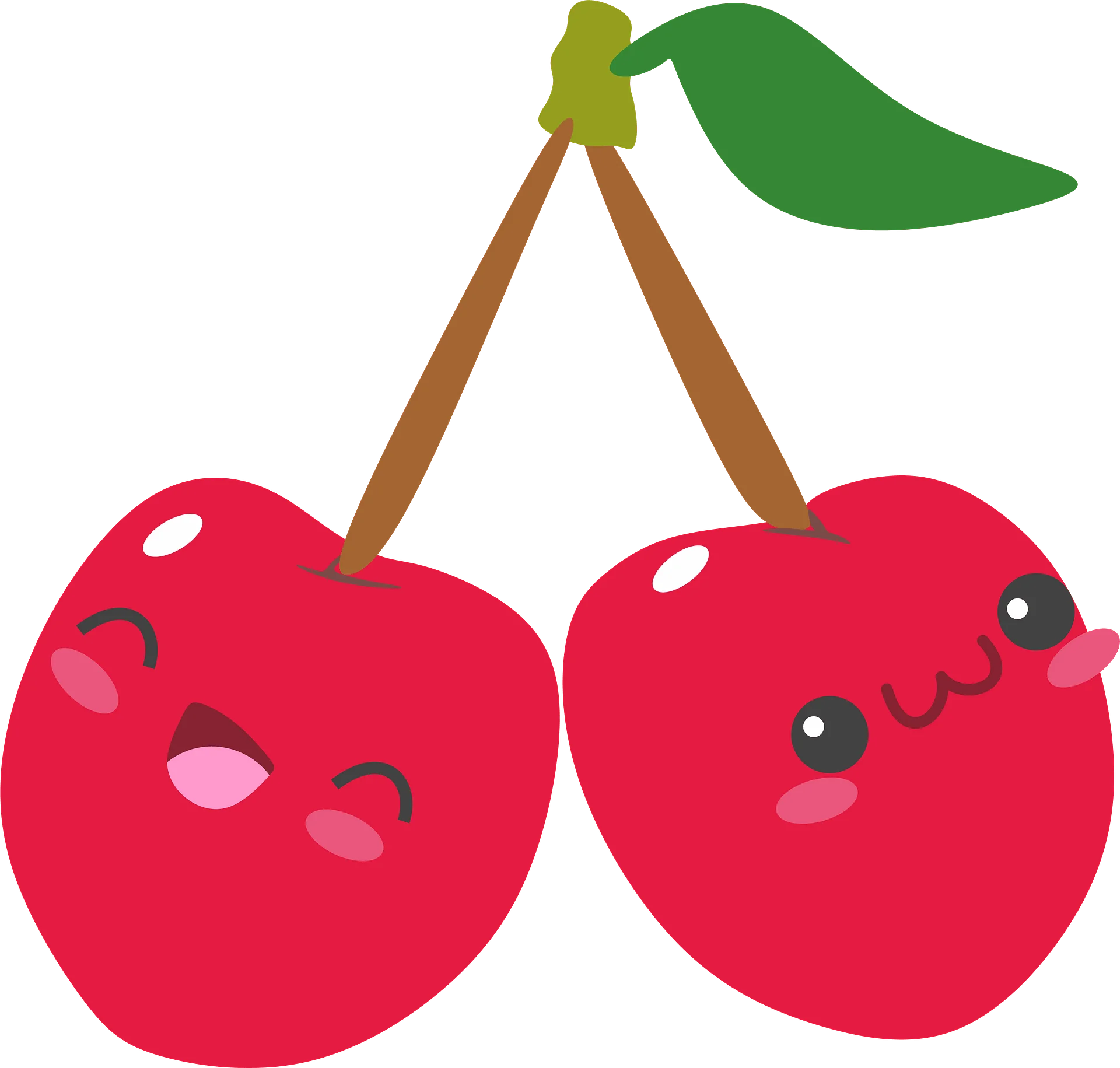 Adorable Kawaii Cherry Clipart with Cute Smiling Cartoon Characters