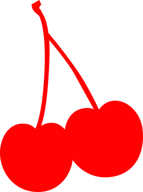 Bright Red Cherry Duo Clipart - Sweet and Simple Graphic Design Element