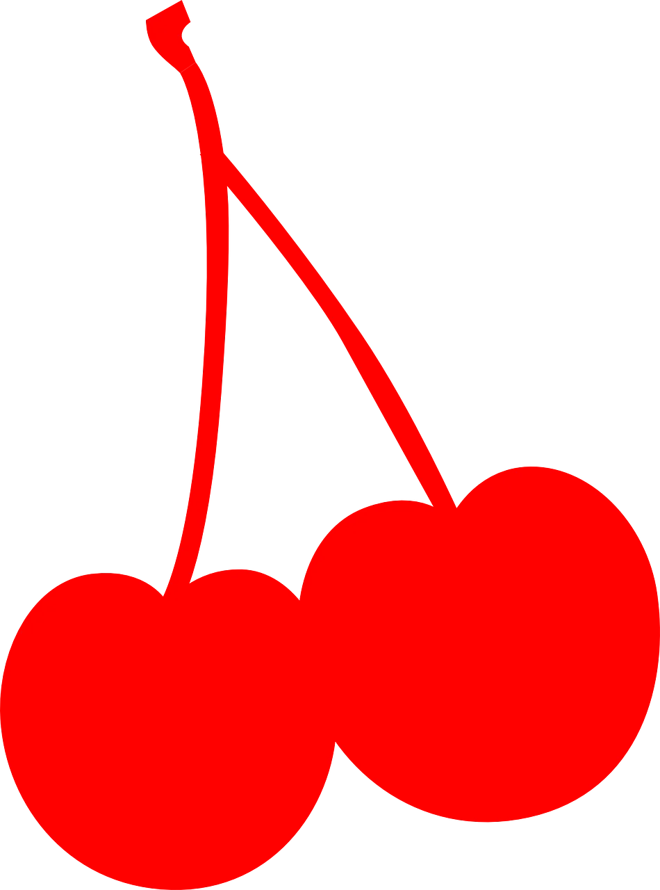 Bright Red Cherry Duo Clipart - Sweet and Simple Graphic Design Element