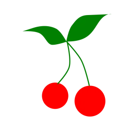 Charming Red Cherry Pair with Green Leaves - Simple Elegant Fruit Clipart Design