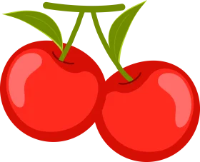 Cheerful Red Cherry Clipart Illustration with Glossy Smooth Finish