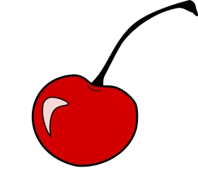 Classic Bright Red Cherry Clipart with Elegant Curved Stem Illustration