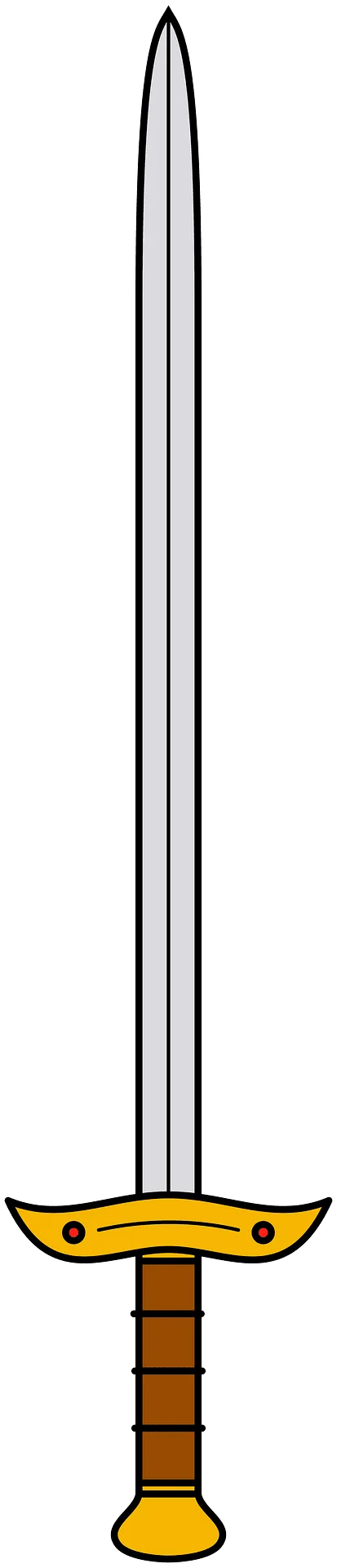 Classic Medieval Long Sword Clipart with Detailed Bronze and Gold Hilt Design