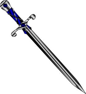 Elegant Medieval Blue-Handled Dagger Sword Clipart Illustration Design
