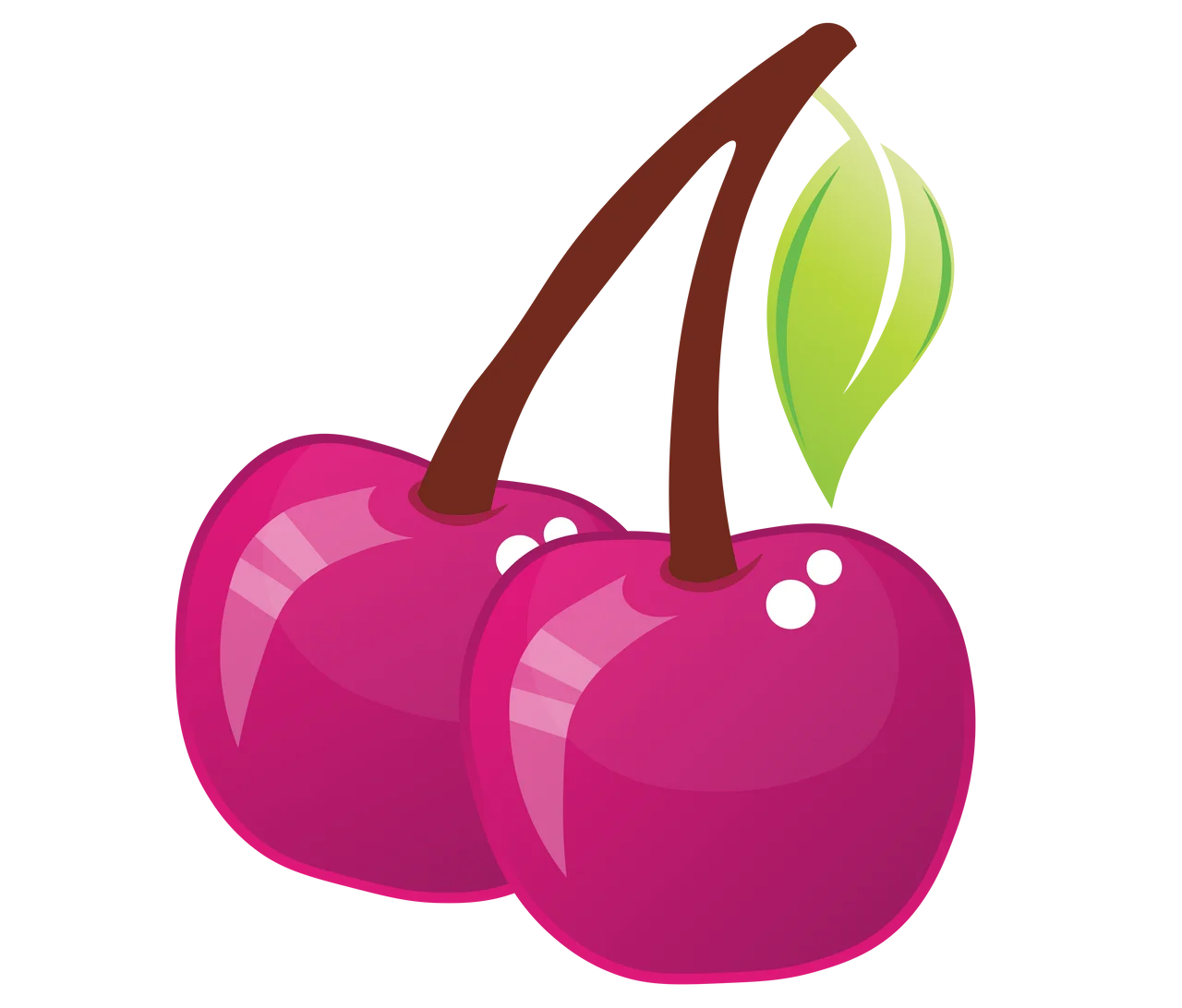 Glossy Juicy Cherries Clipart: Delightful Fruit Illustration for Design Projects
