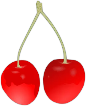Glossy Red Cherries Clipart: Perfectly Ripe Fruit Illustration with Elegant Stems
