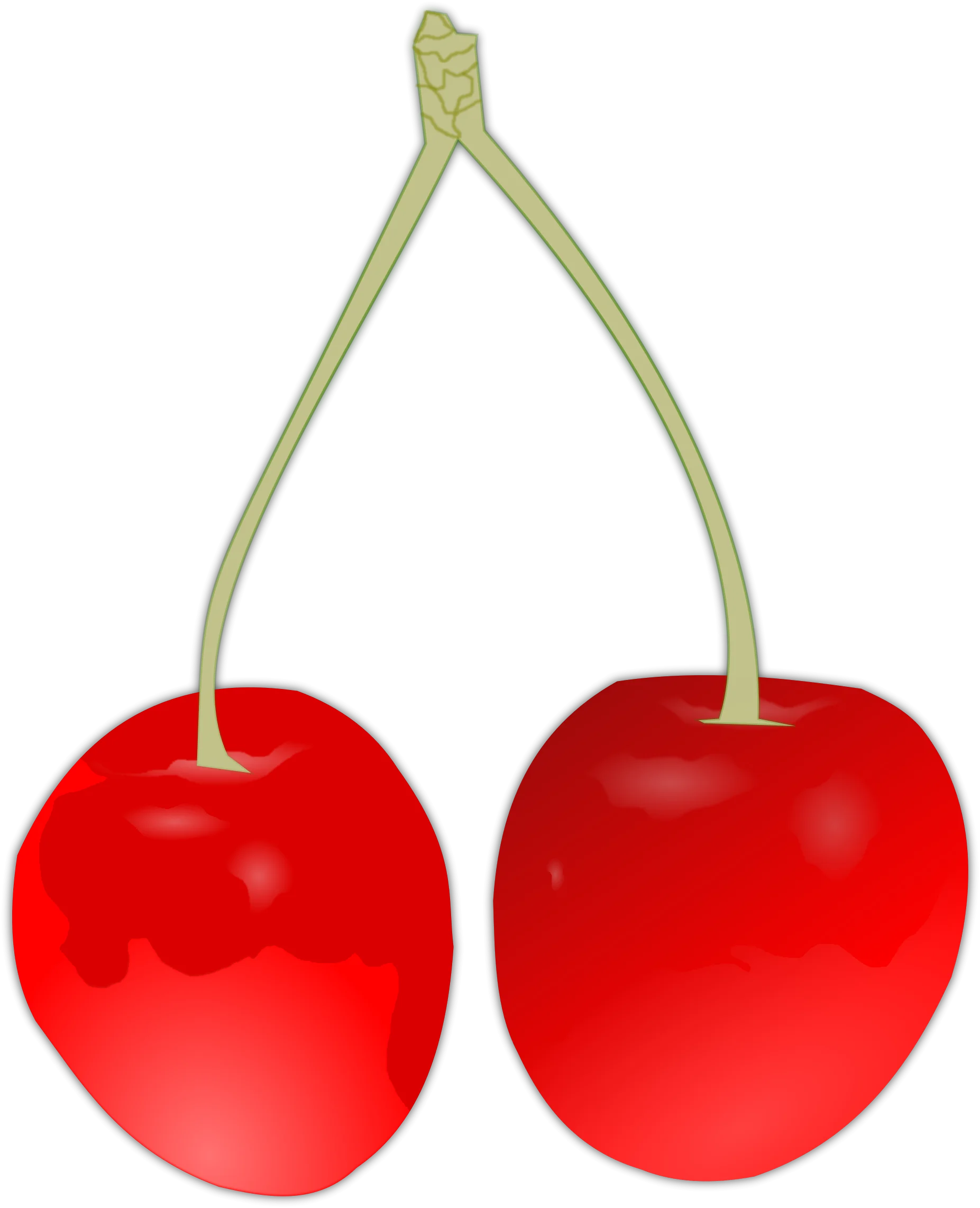 Glossy Red Cherries Clipart: Perfectly Ripe Fruit Illustration with Elegant Stems