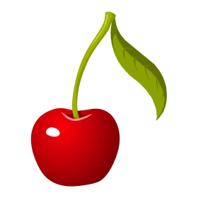 Juicy Red Cherry Clipart with Glossy Surface and Green Stem Illustration