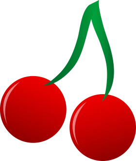 Luscious Red Cherries Clipart - Glossy Fruit Illustration with Bright Green Stem
