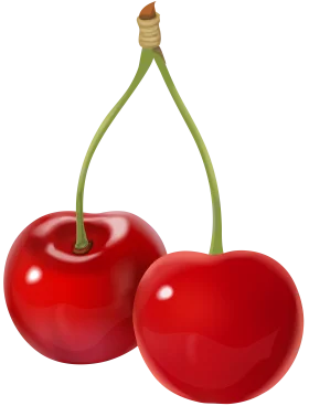 Luscious Ripe Red Cherries Clipart Illustration with Glossy Texture