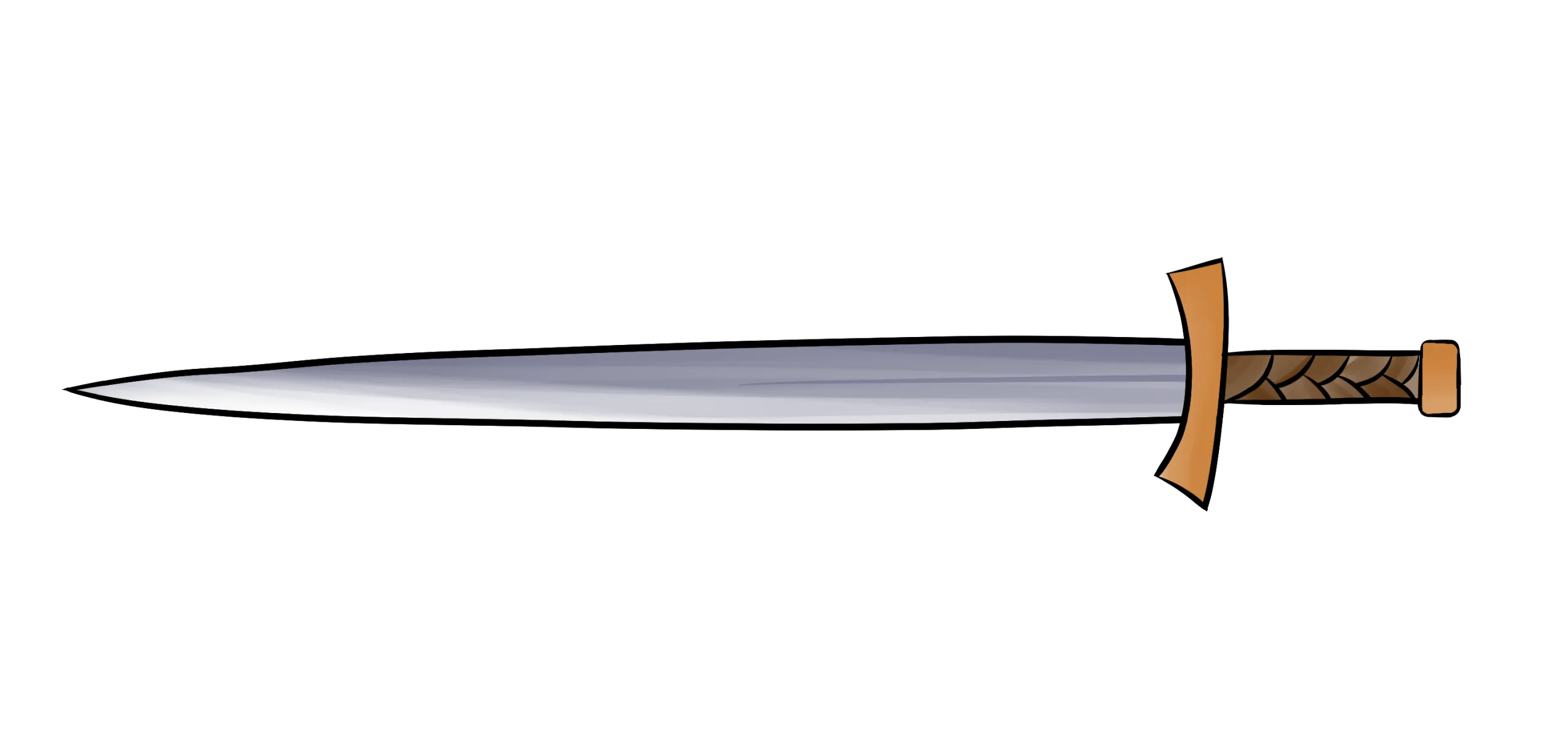 Medieval Blade Clipart: Sleek Steel Sword with Intricate Wooden Hilt Design