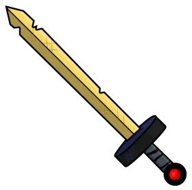 Medieval Fantasy Golden Blade Warrior Weapon Clipart Illustration Design