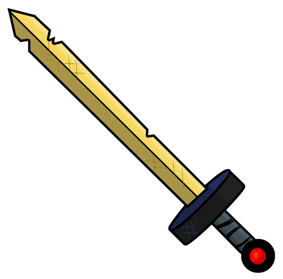 Medieval Fantasy Golden Blade Warrior Weapon Clipart Illustration Design