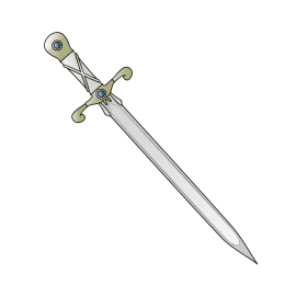 Medieval Long Sword Clipart Design with Decorative Hilt and Sharp Blade