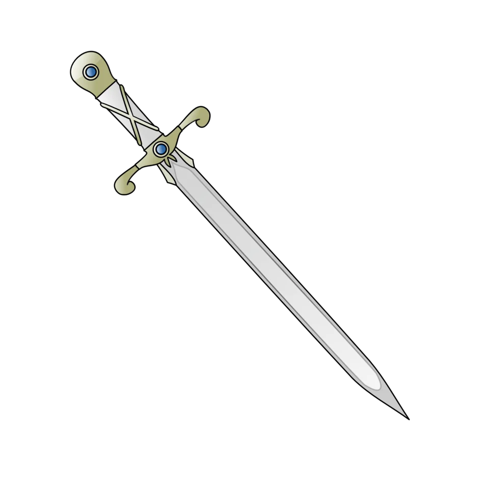 Medieval Long Sword Clipart Design with Decorative Hilt and Sharp Blade