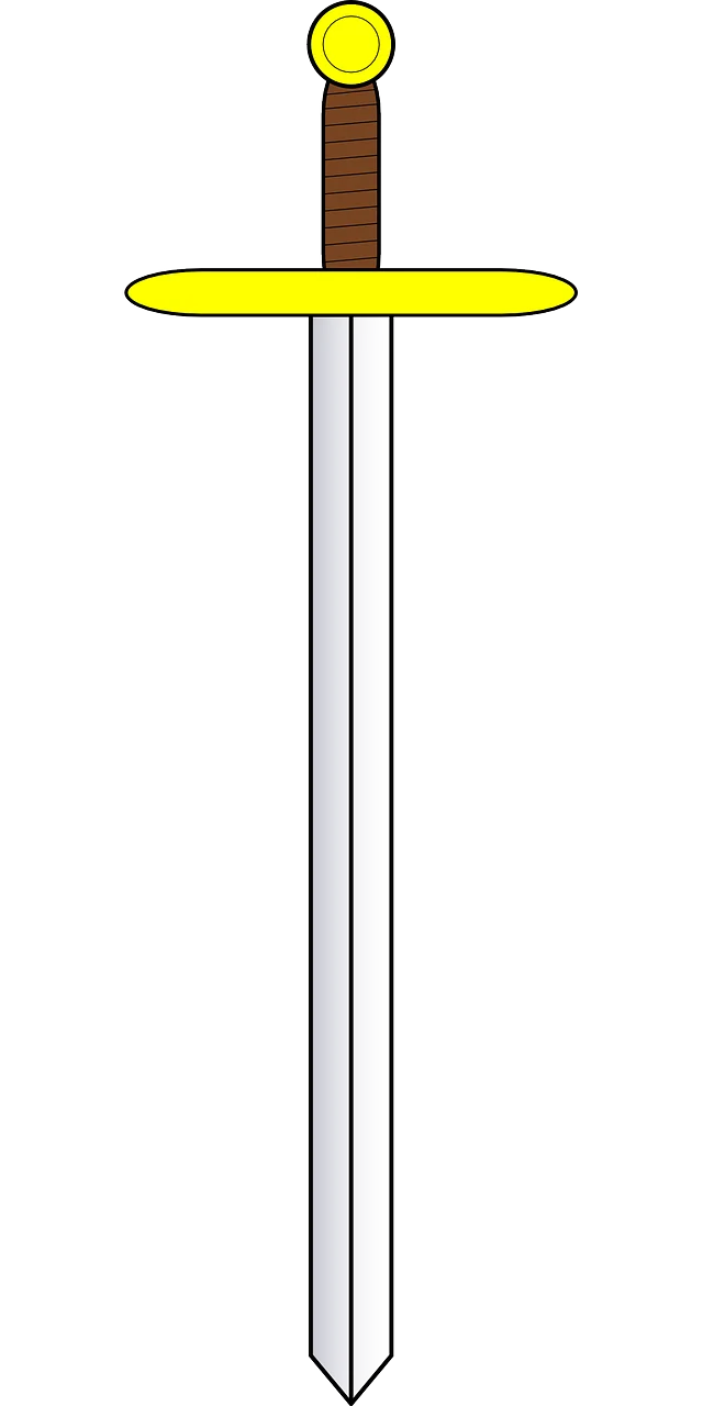 Medieval Long Sword Clipart Vector Illustration with Golden Accents