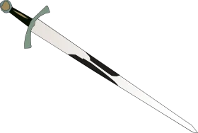 Medieval Long Sword Clipart with Sleek Silver Blade and Crossguard Design