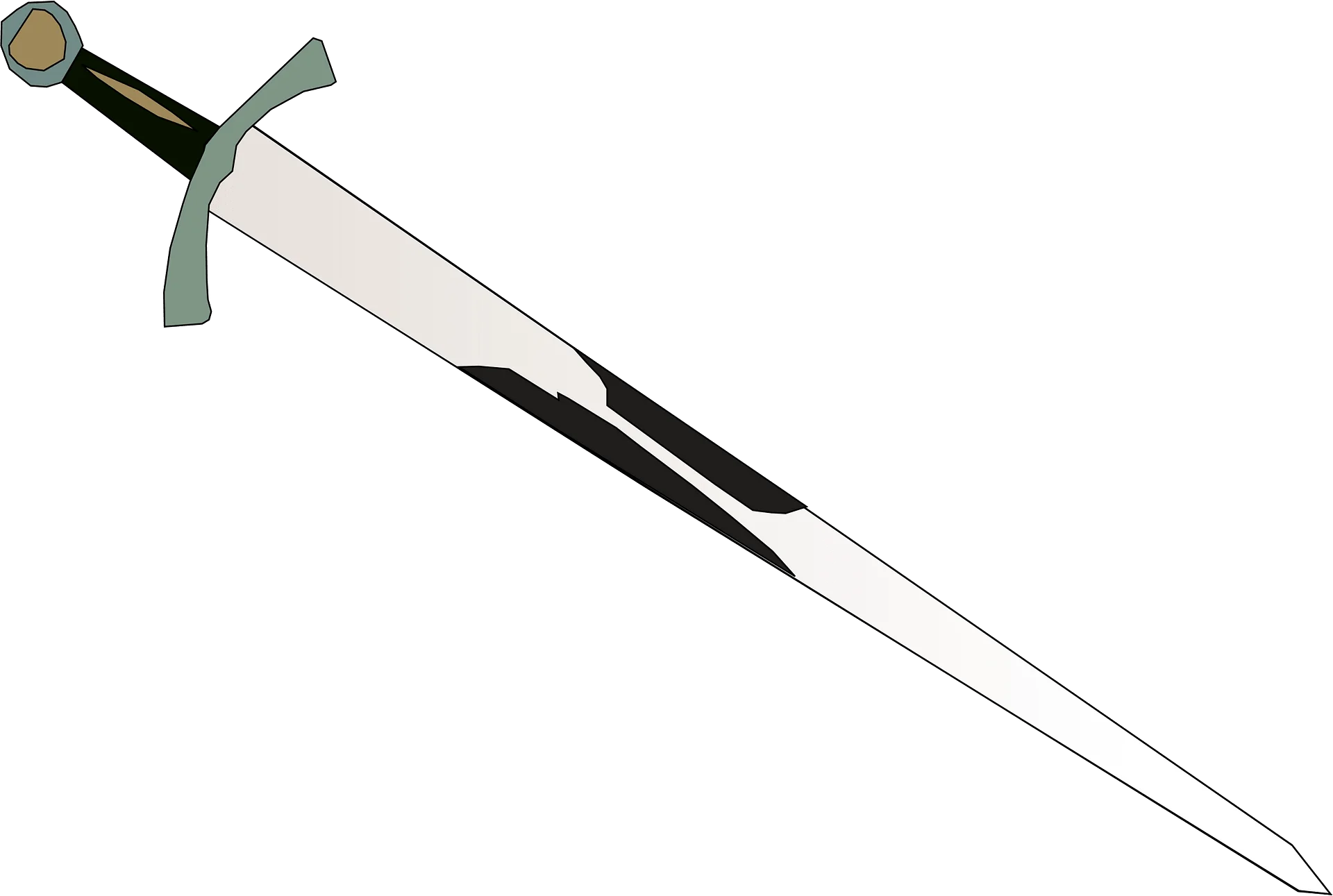 Medieval Long Sword Clipart with Sleek Silver Blade and Crossguard Design