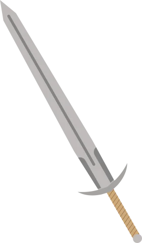 Medieval Long Sword Metallic Blade Clipart Illustration for Fantasy Design