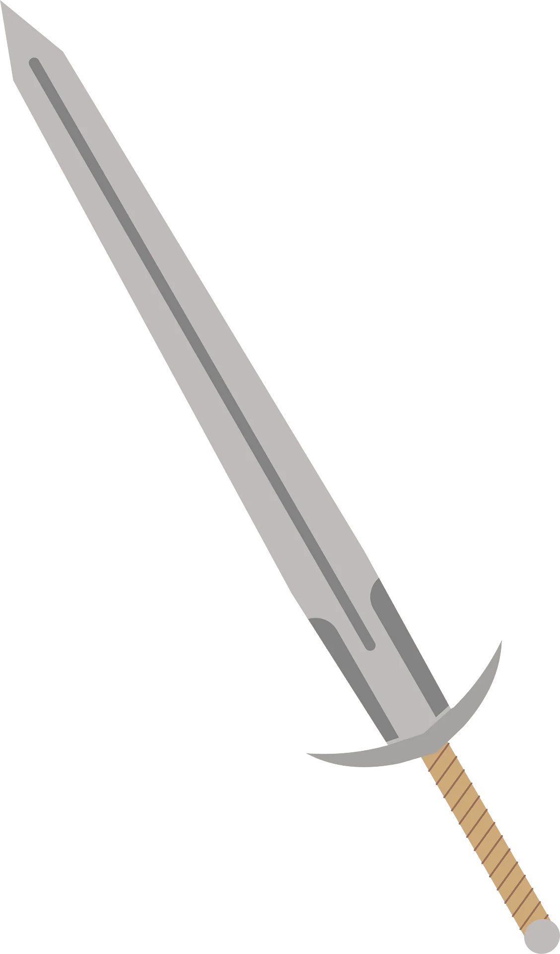 Medieval Long Sword Metallic Blade Clipart Illustration for Fantasy Design