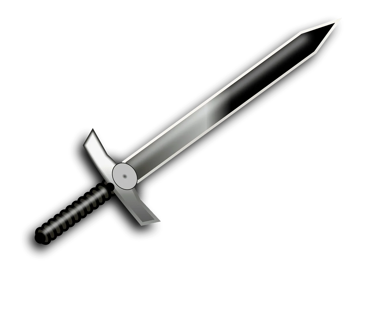 Medieval Longsword Clipart Design: Sharp Blade with Textured Handle Illustration