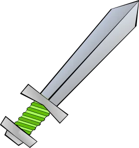 Medieval Sharp Edged Steel Sword Clipart with Lime Green Handle Wrap
