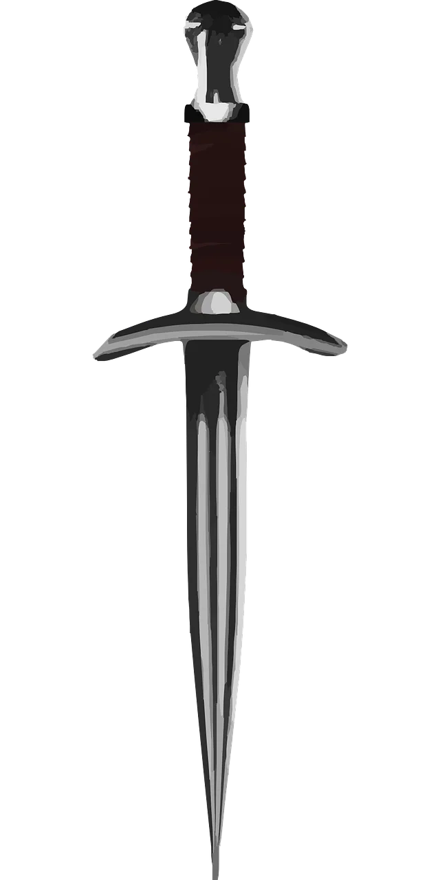 Medieval Sharp Steel Dagger Clipart - Intricate Historical Weapon Illustration