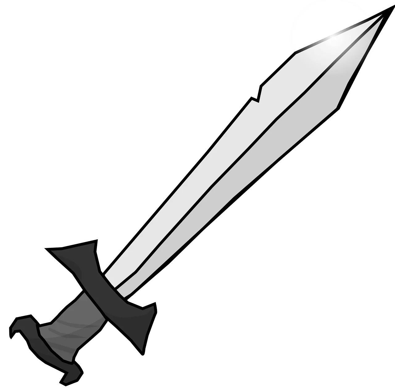 Medieval Sharp Steel Sword Clipart Illustration with Metallic Blade and Dark Hilt