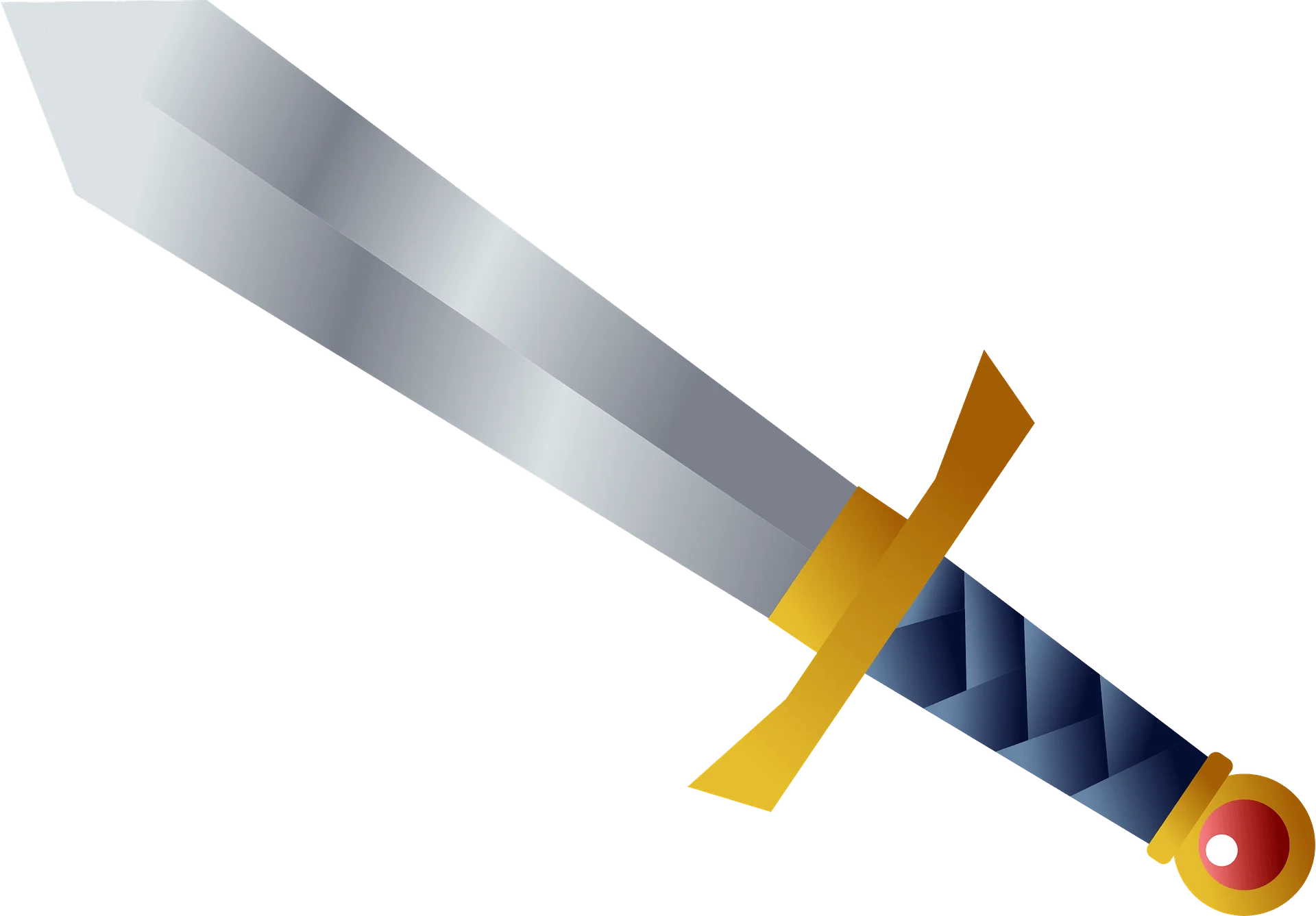 Medieval Steel Blade Clipart with Decorative Blue and Yellow Handle