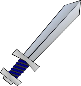 Medieval Steel Long Sword Clipart with Detailed Metallic Blade and Blue Wrapped Hilt