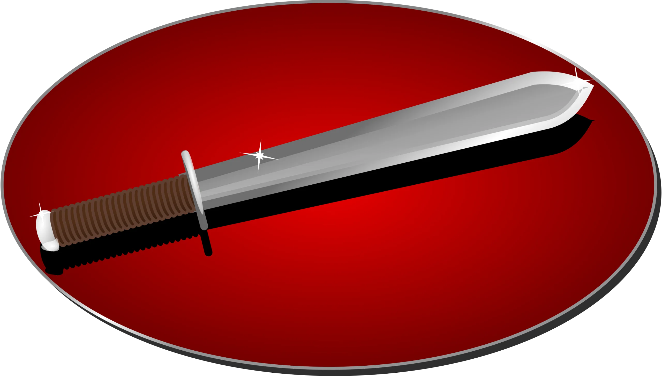 Medieval Steel Longsword Clipart on Bold Crimson Background with Metallic Sheen
