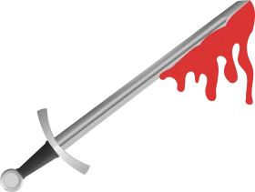 Medieval Steel Sword Clipart with Dramatic Blood-Like Red Dripping Effect