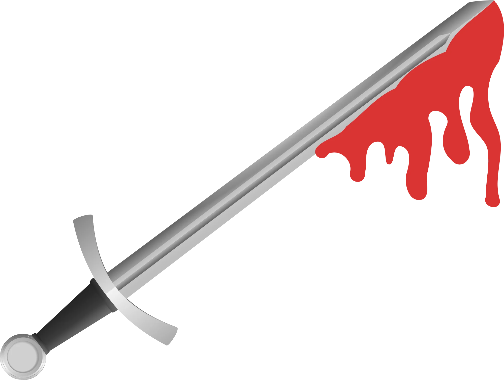 Medieval Steel Sword Clipart with Dramatic Blood-Like Red Dripping Effect