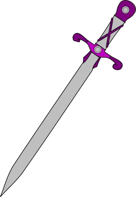 Medieval Sword Clipart with Purple and Silver Metallic Design Elements
