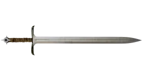 Medieval Two-Handed Long Steel Sword Clipart with Intricate Hilt Design