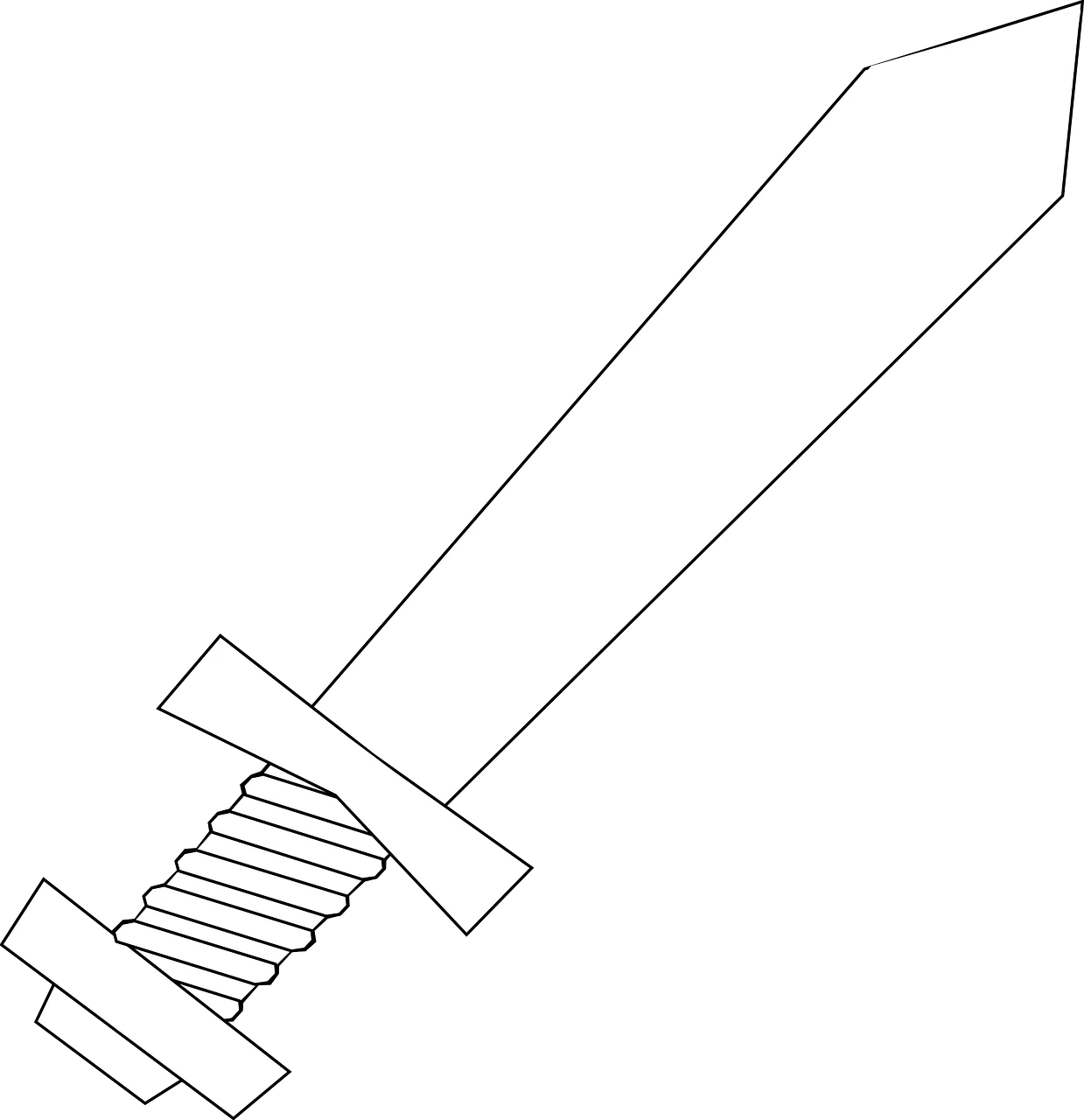 Medieval Warrior's Sharp Edged Blade Clipart - Simple Line Drawn Sword Design