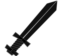 Sharp-Edged Medieval Long Sword Silhouette Clipart with Geometric Design