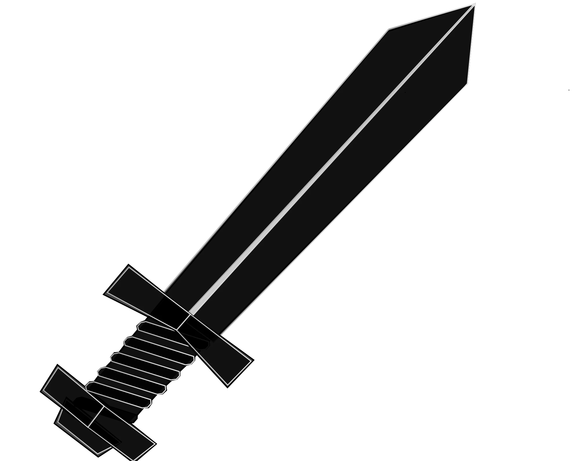 Sharp-Edged Medieval Long Sword Silhouette Clipart with Geometric Design