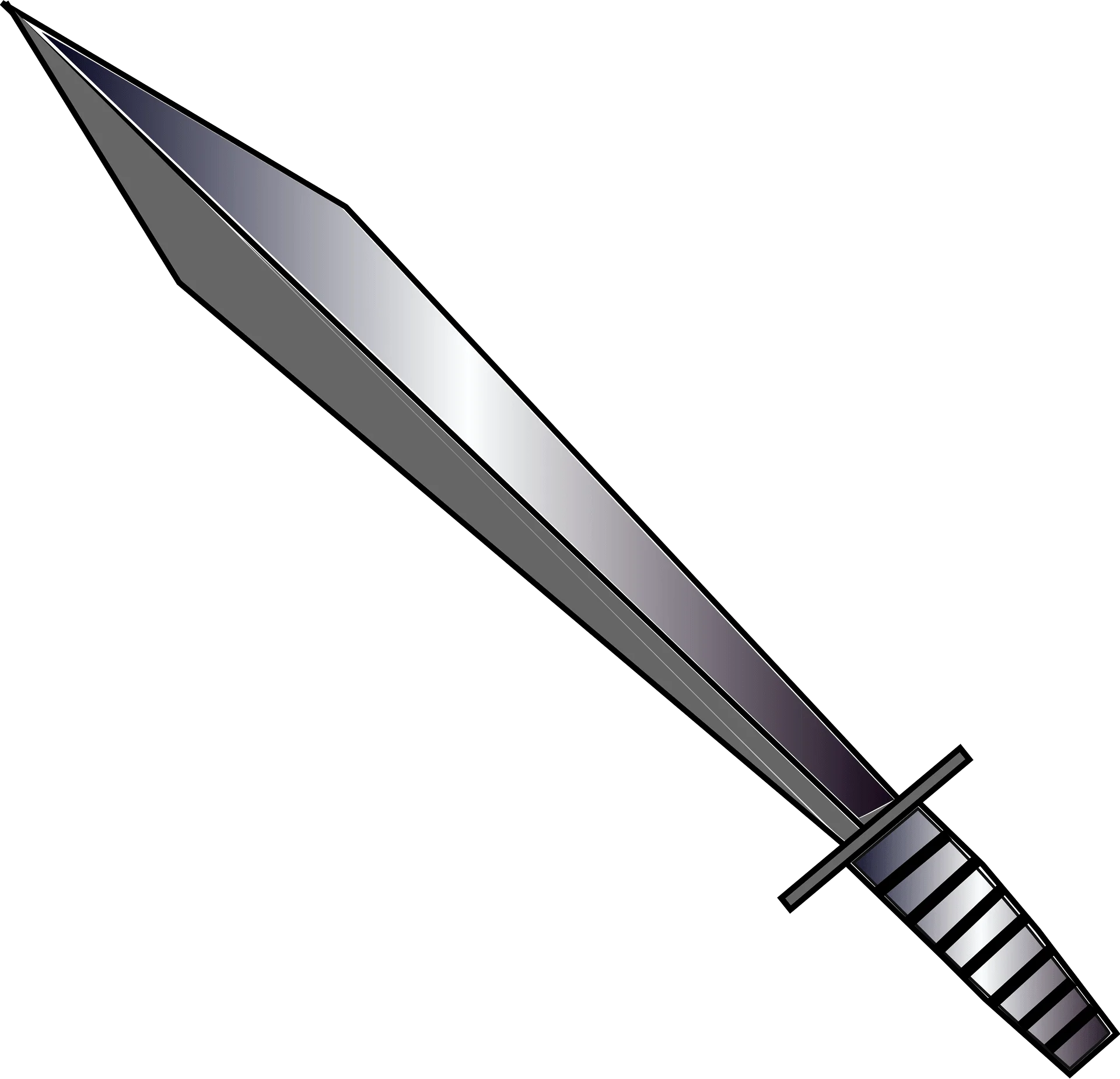 Sharp Medieval Steel Sword Clipart with Detailed Metallic Design and Sleek Blade