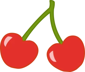 Sweet Cherry Duo: A Delightful Digital Clipart Illustration of Juicy Red Cherries