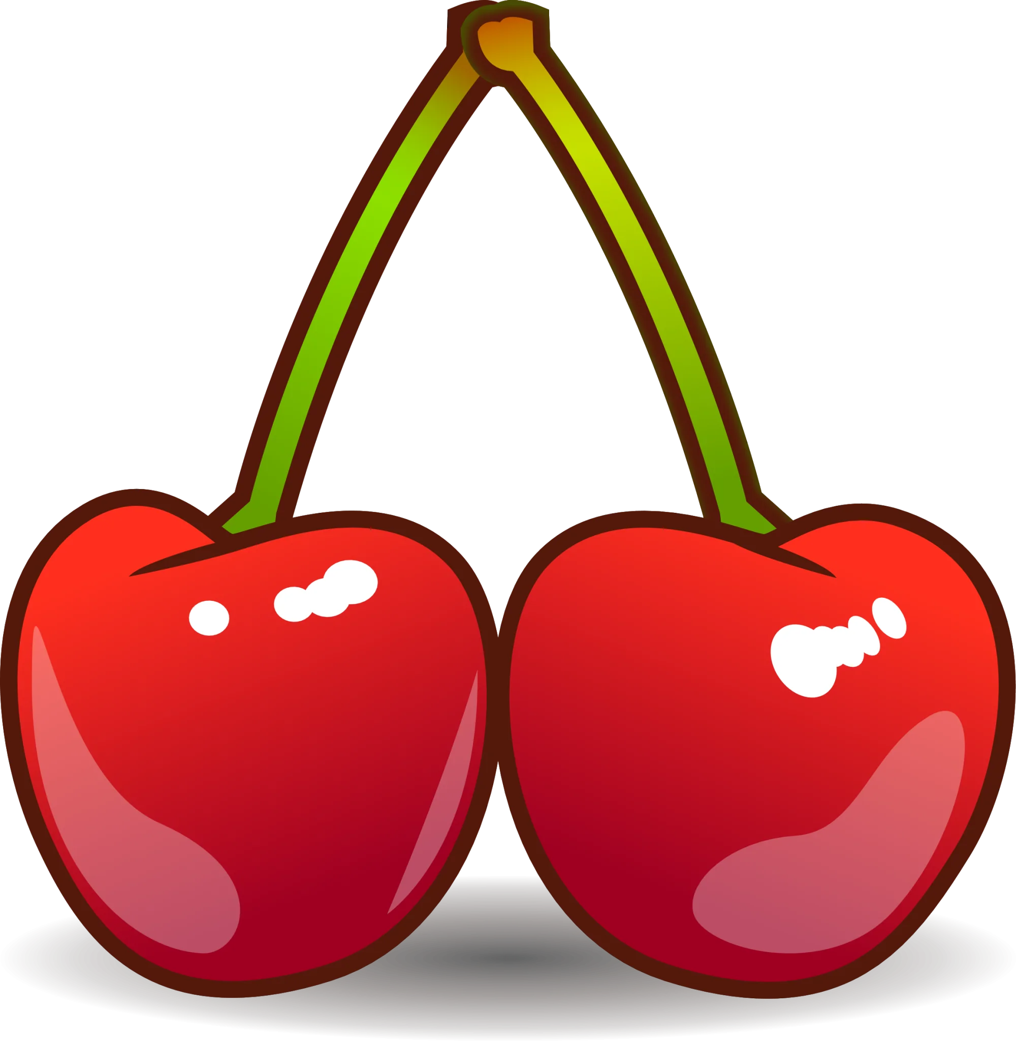 Two Ripe Red Cherries Clipart Illustration with Glossy Smooth Surface