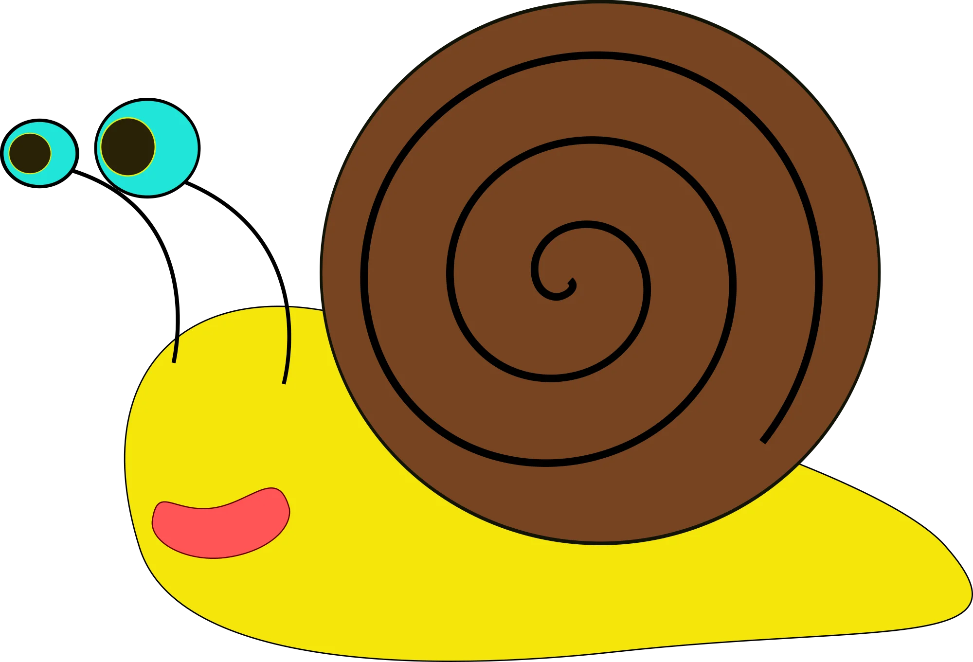 Adorable Cartoon Snail Clipart with Cheerful Yellow Body and Spiral Shell
