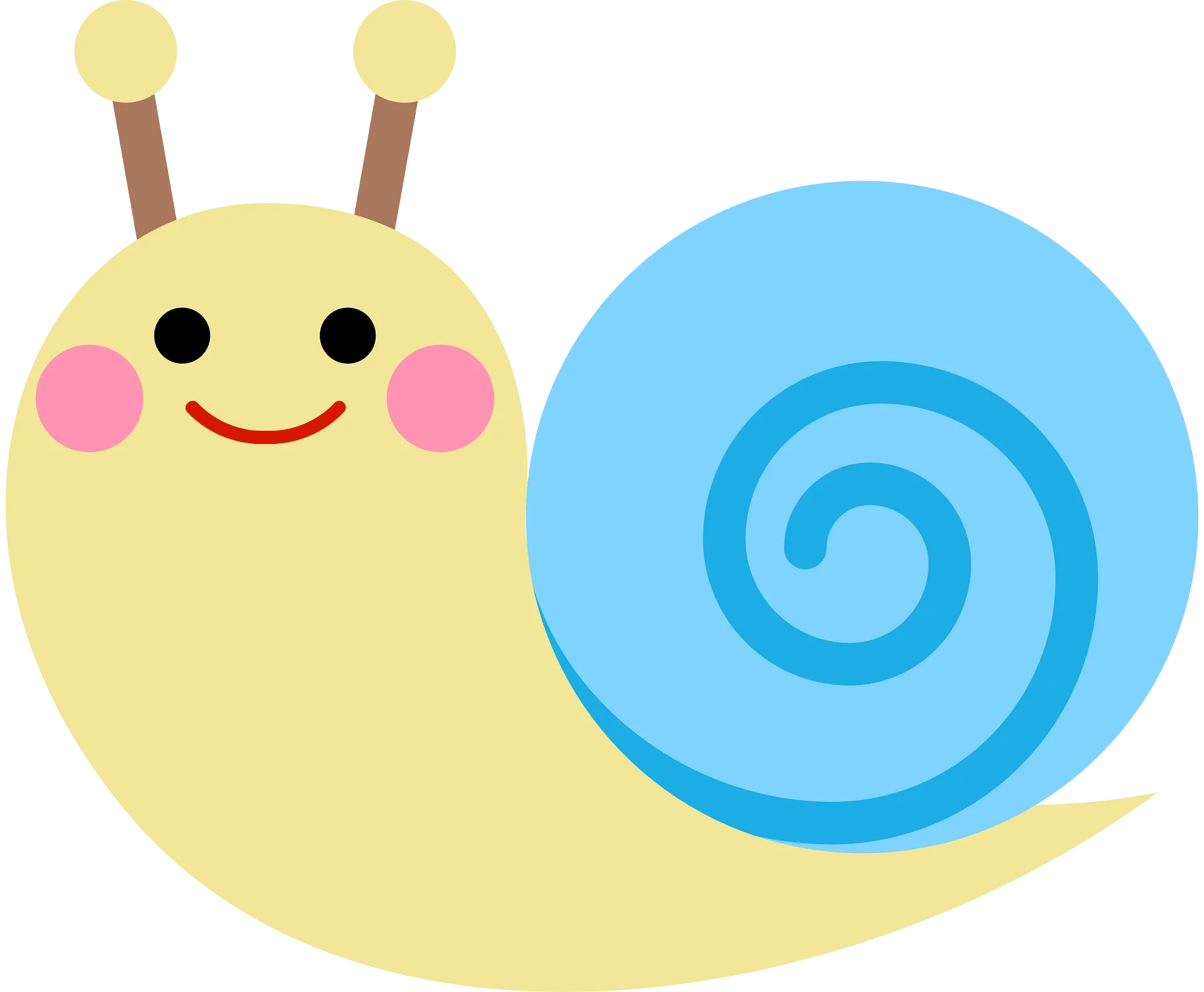 Adorable Cartoon Snail Clipart with Cute Smiley Face and Pastel Colors