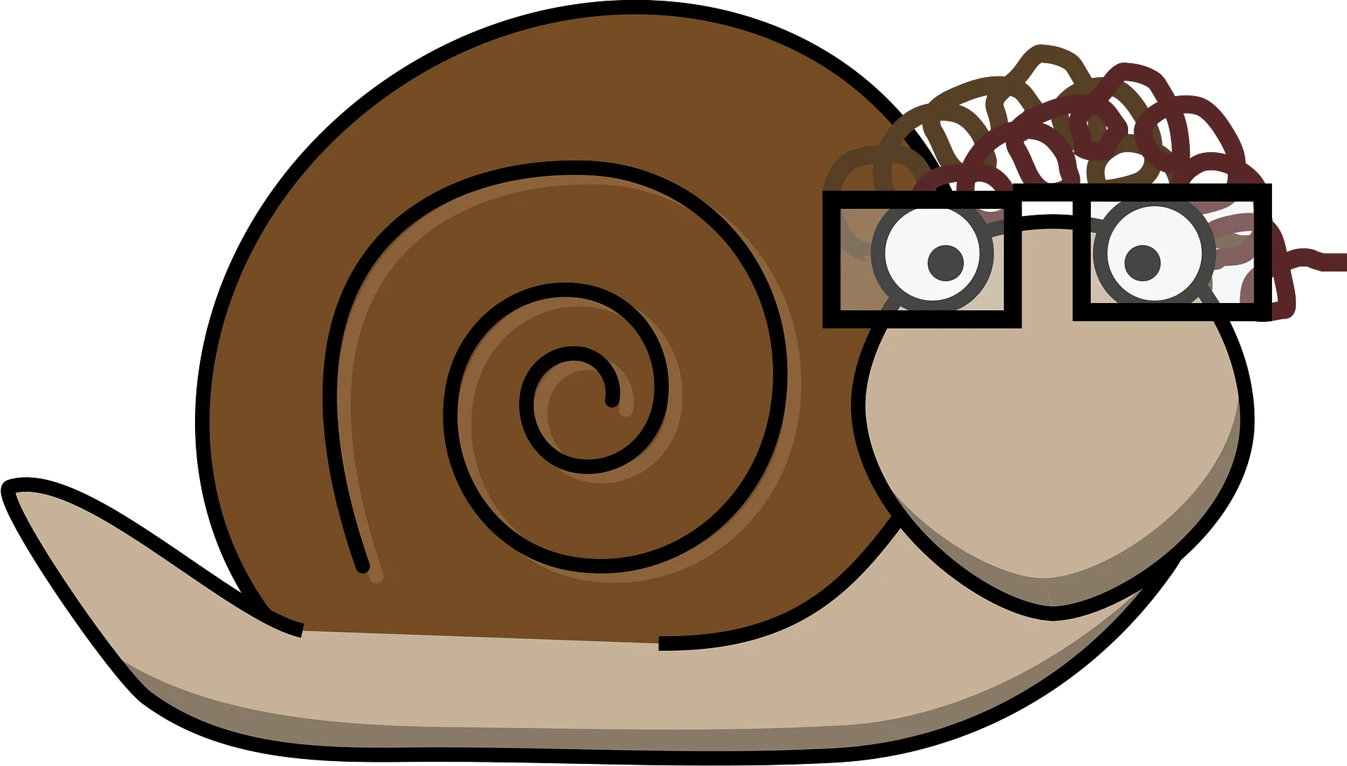 Adorable Nerdy Snail Clipart with Glasses and Spiral Shell Design