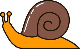 Charming Brown and Orange Snail Clipart with Curved Shell and Antennae