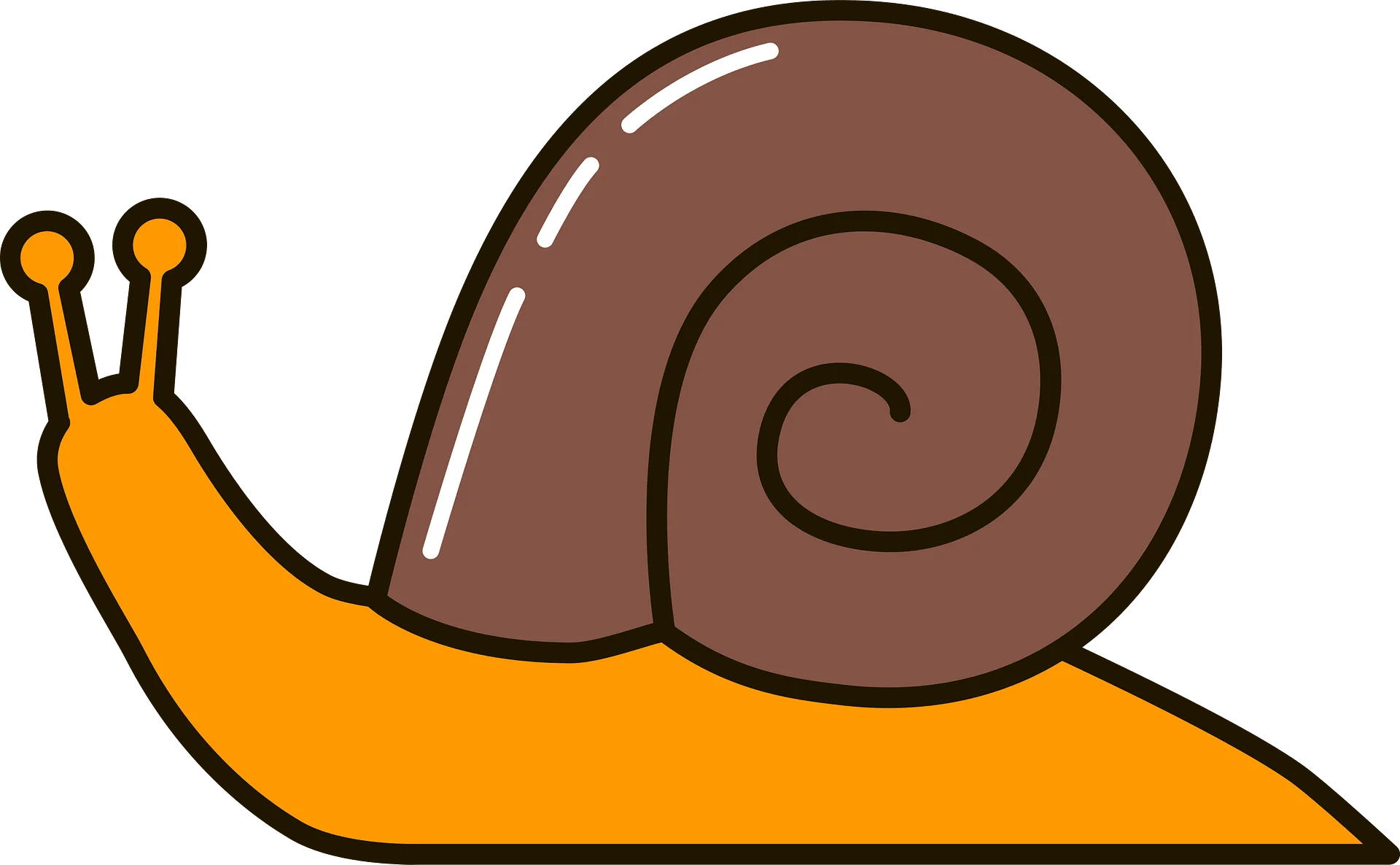 Charming Brown and Orange Snail Clipart with Curved Shell and Antennae